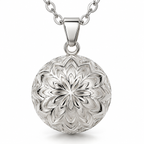 Bola de grossesse Alba, pendentif argenté à fleur sculptée en relief, sur chaîne