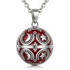 Bola de grossesse Amaya, pendentif rouge à lunes et étoiles argentées, sur chaîne