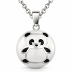 Bola de grossesse Pandaï, petit panda noir et blanc sur sphère blanche, sur chaîne argentée